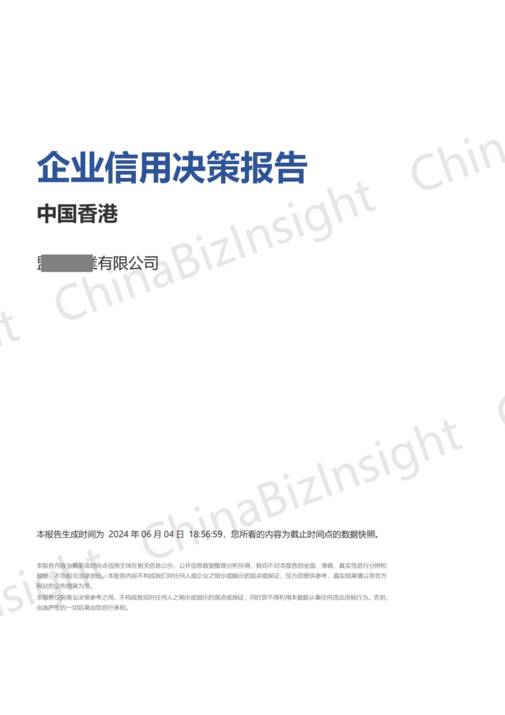 Comprehensive Credit Decision Report of Hong Kong Companies-sample-ChinaBizInsight